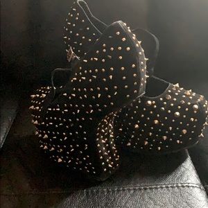 Black studded wedges